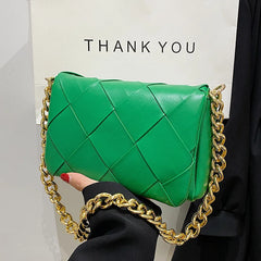 Women Clutches Thick chain Shoulder bags PU Leather Crossbody Bags