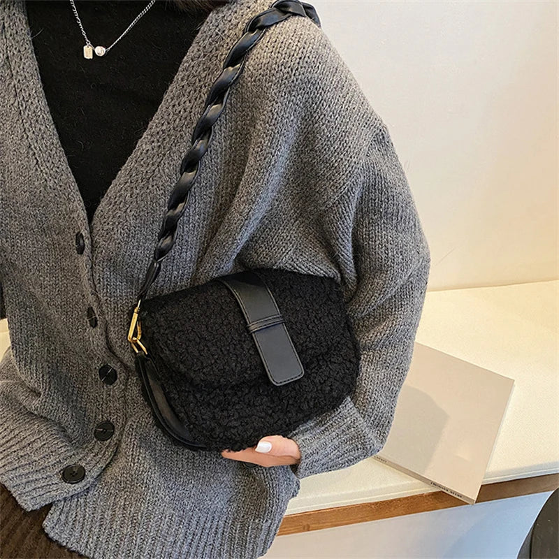 Plush Winter Shoulder Bag for Women