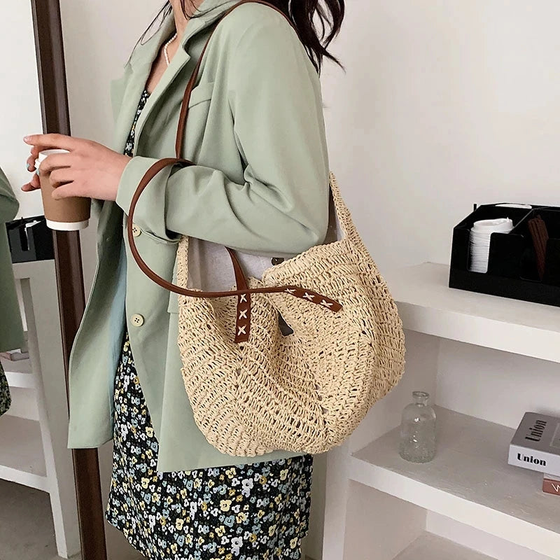 Bohemian Straw Weave Tote Bag for Women Summer Beach