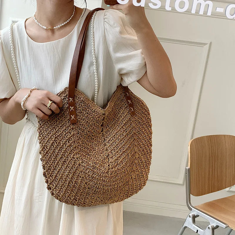 Bohemian Straw Weave Tote Bag for Women Summer Beach