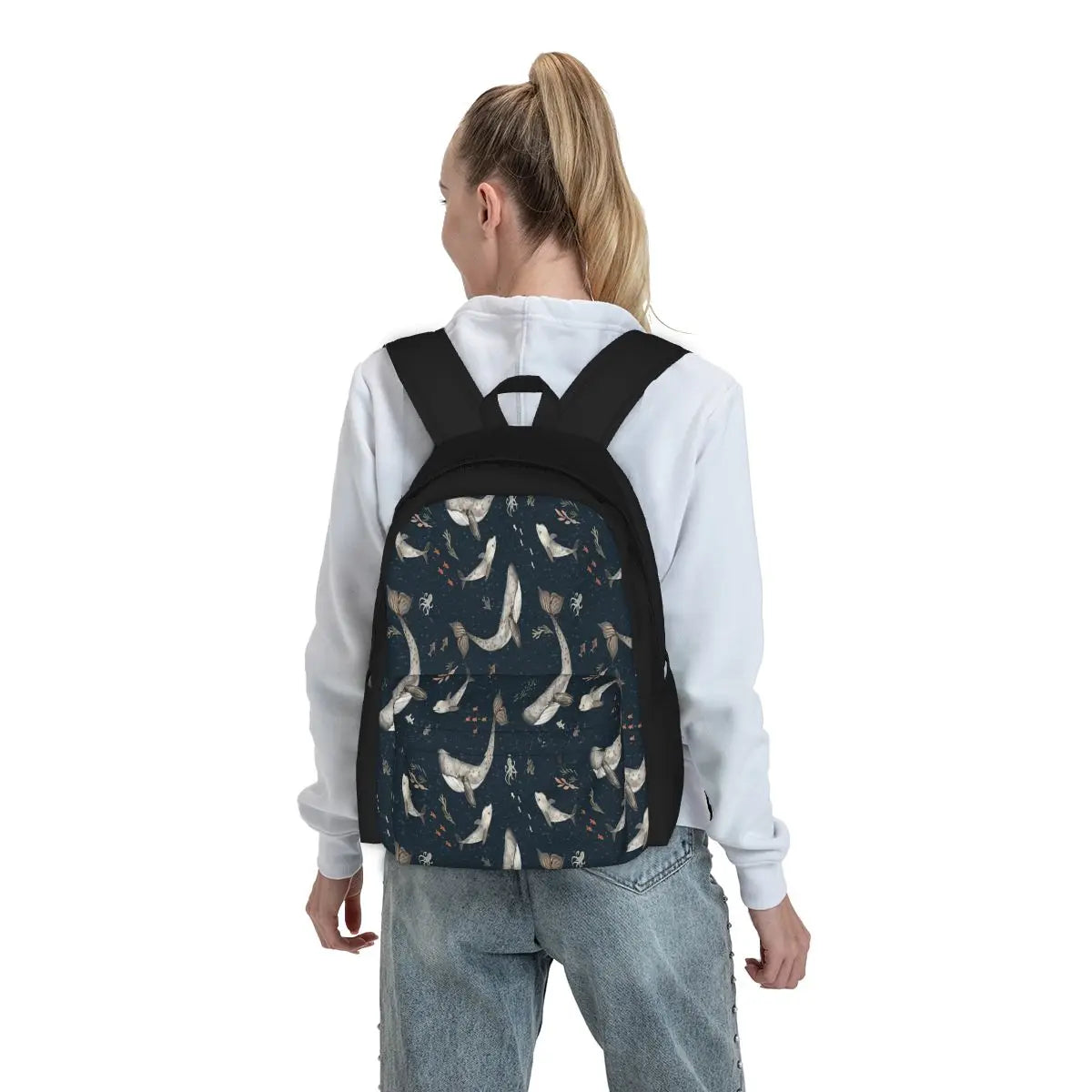 Whales Watercolor Backpack Men's Women's Kids Print School Bag