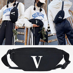 V Print Waist Bags for Women Men Crossbody Chest Bag