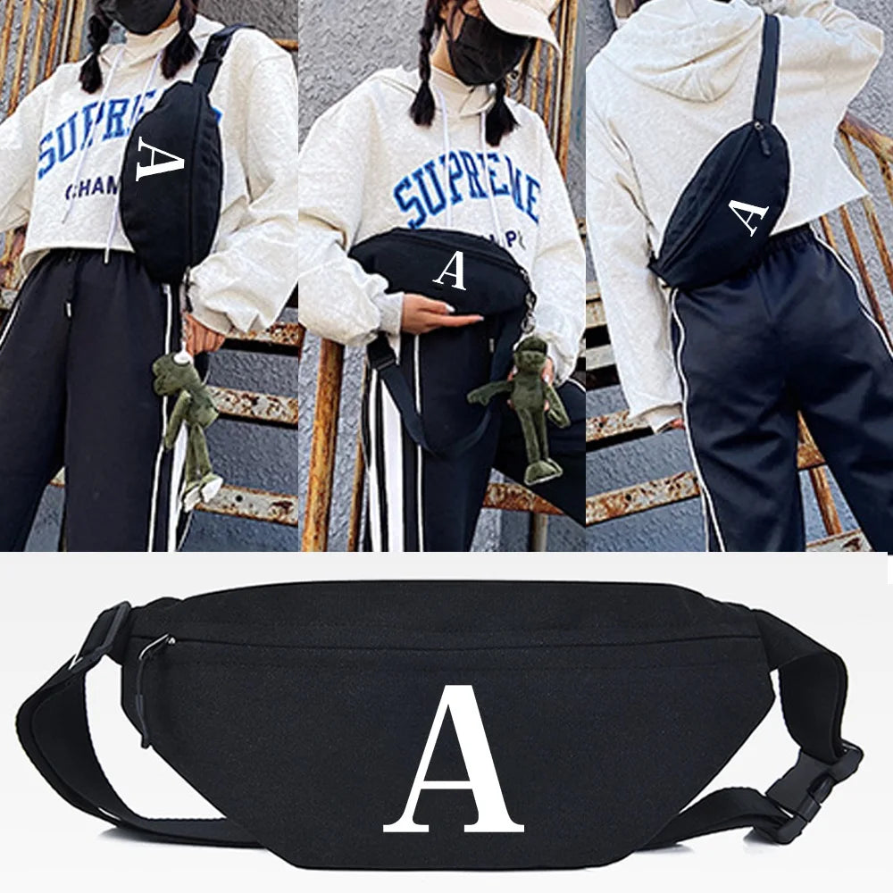 V Print Waist Bags for Women Men Crossbody Chest Bag