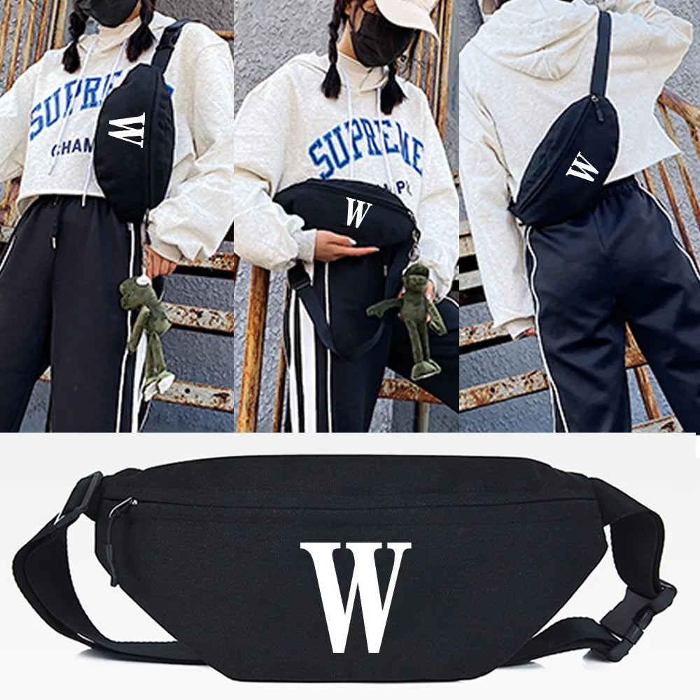W Print Waist Bag Functional Chest Bag Mobile Phone Bag