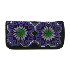 Retro Zipper Wallets Women Embroidered Flower Purse Cross Wallet