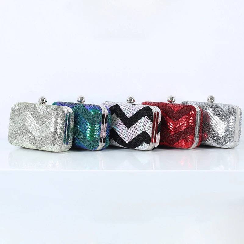 Sequins Crossbody Bag Green Strap Wallet Purse Evening Clutch