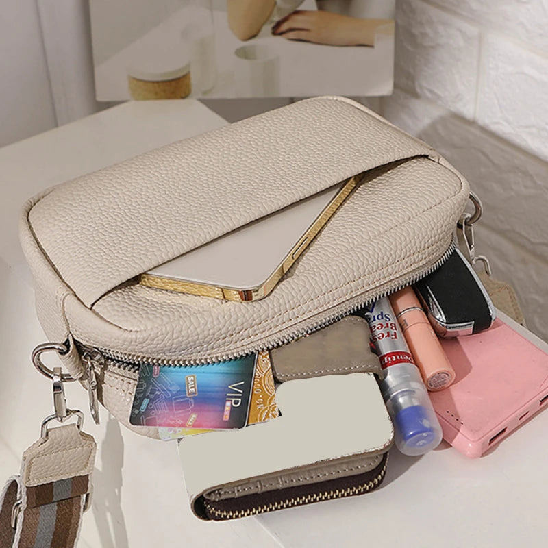 Wide Strap Women Crossbody Bags Solid Classic Ladies Handbags
