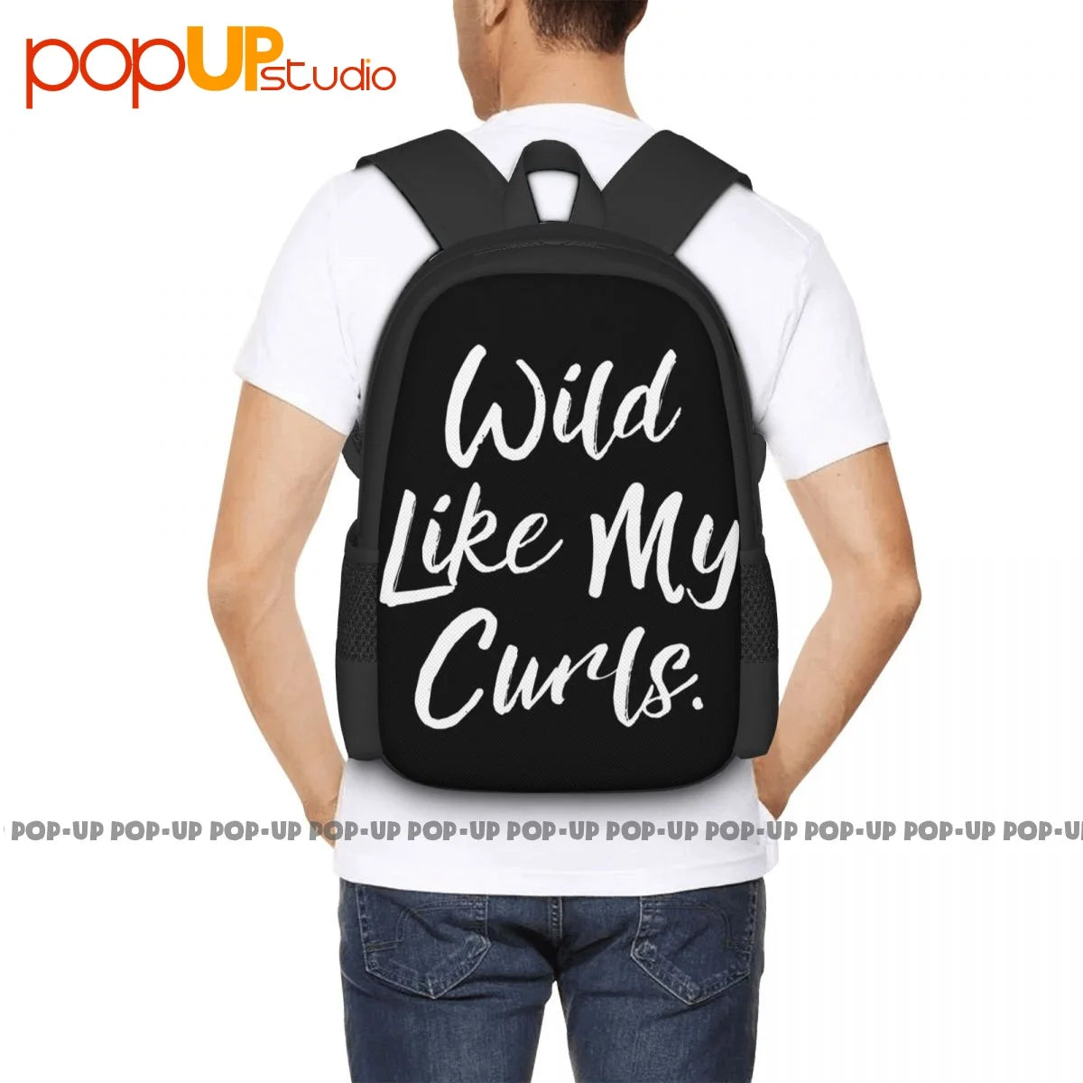 Wild Like My Curls Backpack Large Capacity Print Foldable Sports Bag