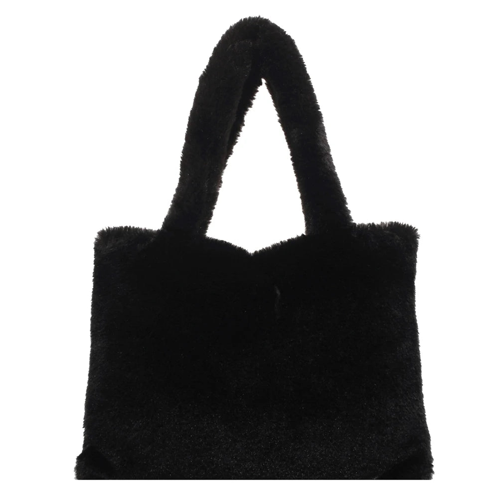 Soft Fluffy Plush Portable Bag Women Faux Fur Autumn Shoulder Clutch Handbags