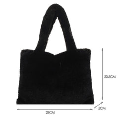 Soft Fluffy Plush Portable Bag Women Faux Fur Autumn Shoulder Clutch Handbags