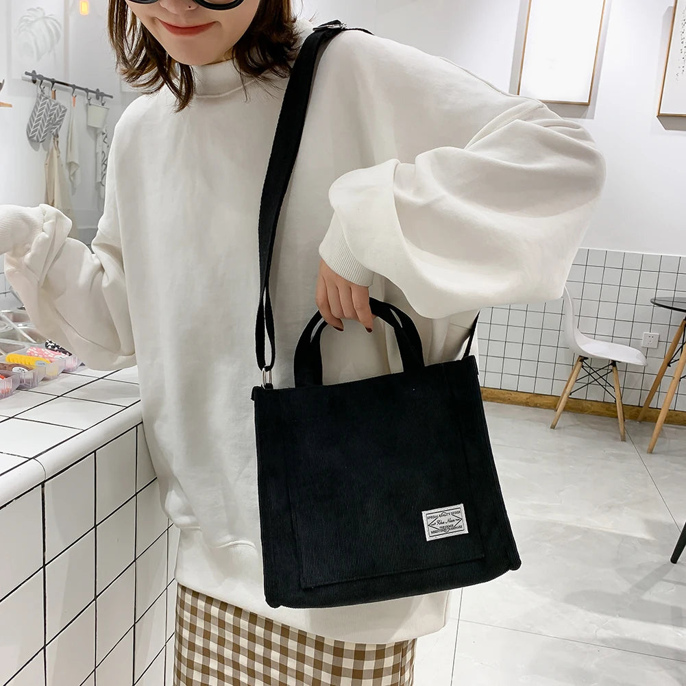 Winter Corduroy Handbags Casual Ladies Shopping Crossbody Bags
