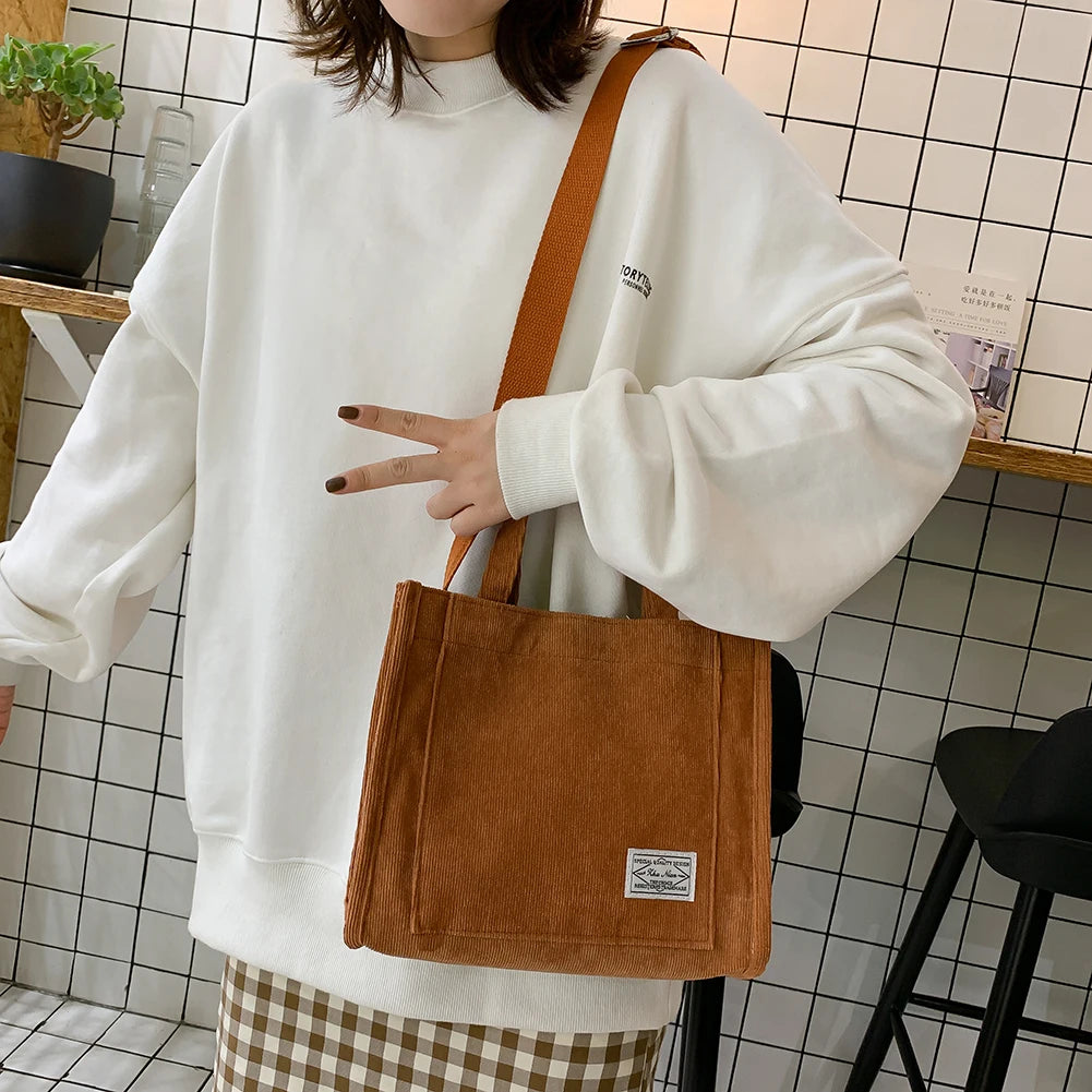 Winter Corduroy Handbags Casual Ladies Shopping Crossbody Bags
