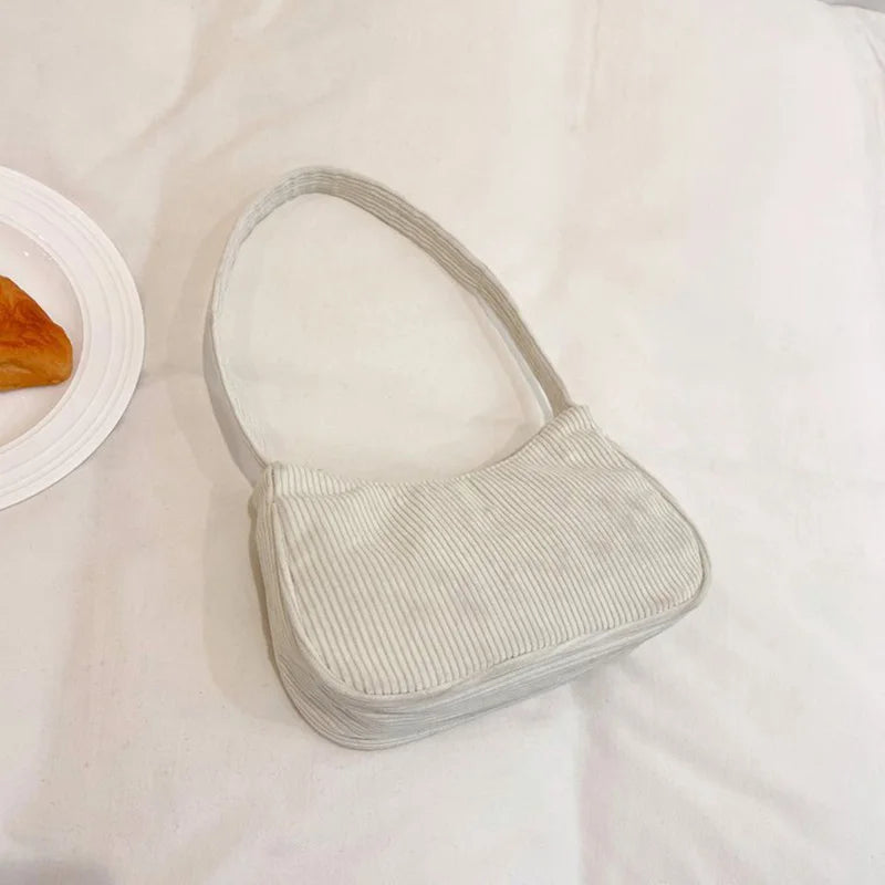 Winter Corduroy Shoulder Bags Casual Women Underarm Bag
