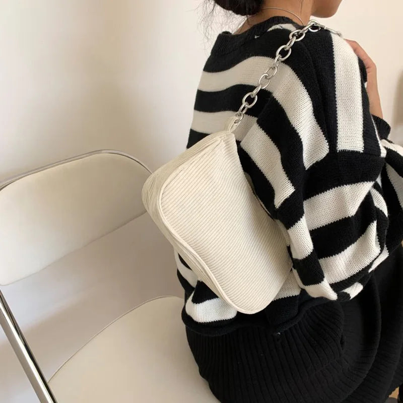 Winter Corduroy Shoulder Bags Casual Women Underarm Bag