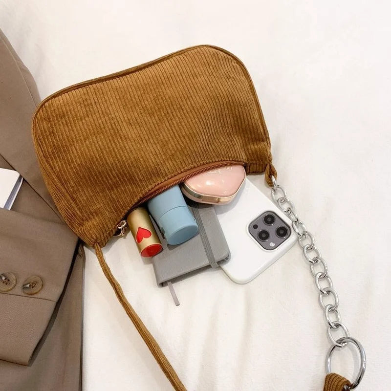 Women's Winter Corduroy Underarm Bag
