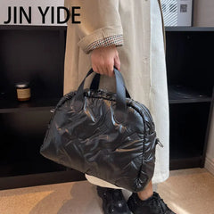 Winter Quilted Nylon Tote Handbag Padded Shoulder Bag for Women