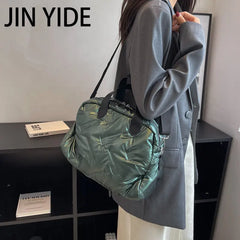 Winter Quilted Nylon Tote Handbag Padded Shoulder Bag for Women