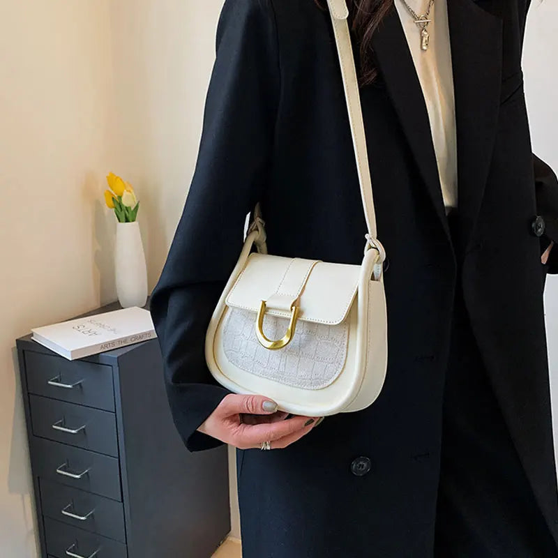 Winter Leather Shoulder Bag Solid Saddler Female Crossbody Bag