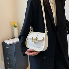 Winter Leather Shoulder Bag Solid Saddler Female Crossbody Bag