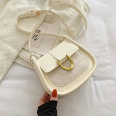 Winter Leather Shoulder Bag Solid Saddler Female Crossbody Bag