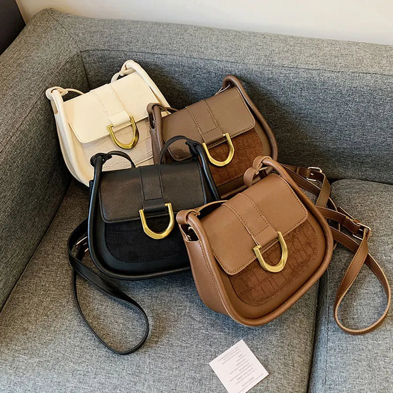 Winter Leather Shoulder Bag Solid Saddler Female Crossbody Bag