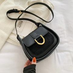 Winter Leather Shoulder Bag Solid Saddler Female Crossbody Bag
