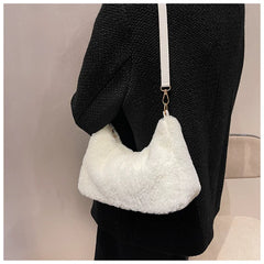 Winter Women Soft Plush Shoulder Bags Faux Furry Ladies Small Tote
