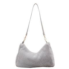 Winter Women Soft Plush Shoulder Bags Faux Furry Ladies Small Tote