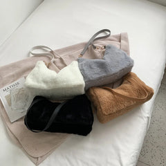Winter Women Soft Plush Shoulder Bags Faux Furry Ladies Small Tote