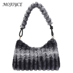 Winter Fluffy Tote Bag Plush Female Shopping Zipper Casual Travel
