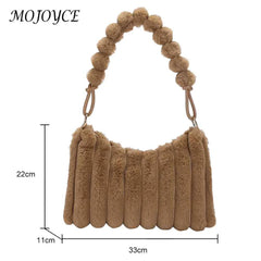 Winter Fluffy Tote Bag Plush Female Shopping Zipper Casual Travel