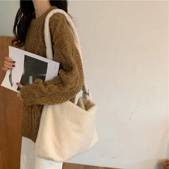Winter Lamb Faux Fur Ladies Shoulder Bag Soft Plush Women Messenger Bags