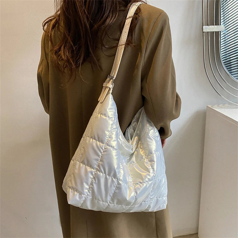 Winter Cotton Women's Shoulder Bag Large Capacity Casual Tote Bags