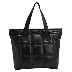Winter Nylon Padded Quilted Handbag Warm Tote Bag Large Capacity