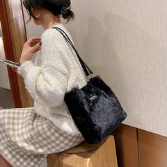 Leopard Print Winter Plush Mini Shoulder Bag for Women