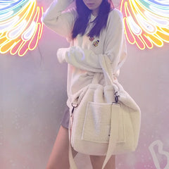 Winter Plush Shoulder Bag Large Capacity Street Tote