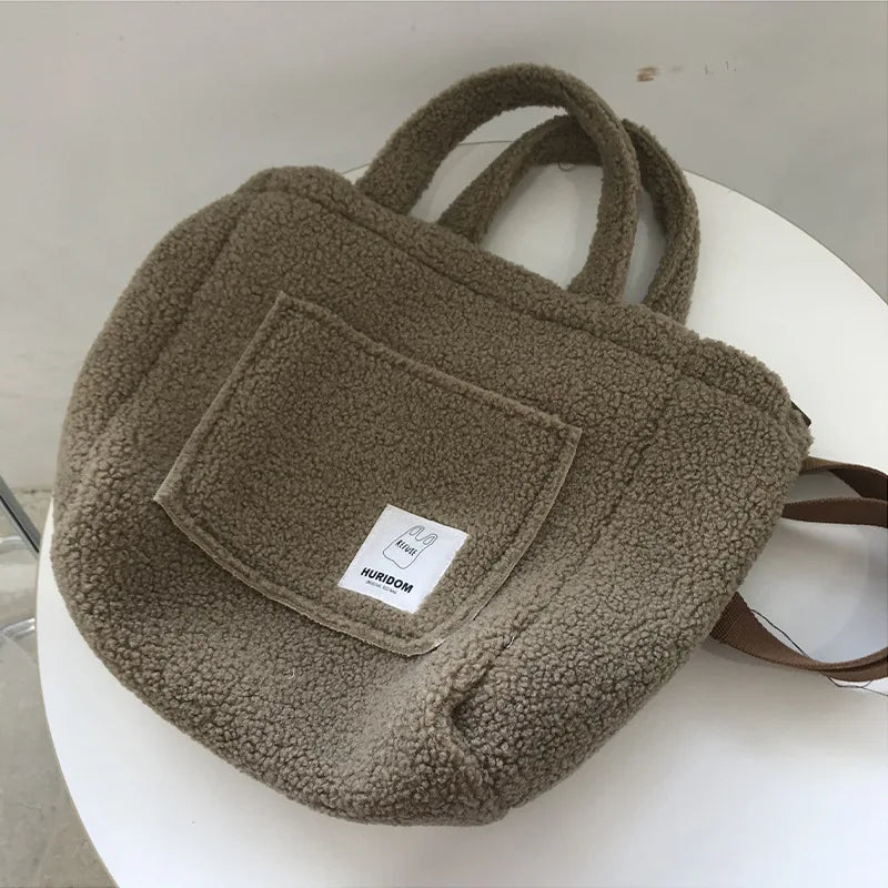 Winter Plush Shoulder Bag Large Capacity Street Tote
