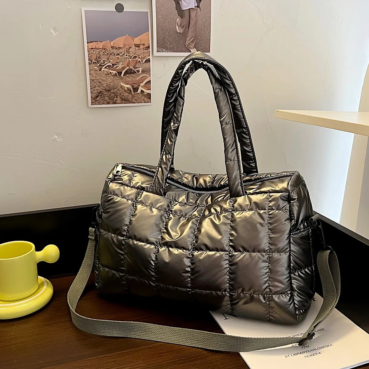 Winter Quilting Shoulder Bag Padded Crossbody Bags for Women
