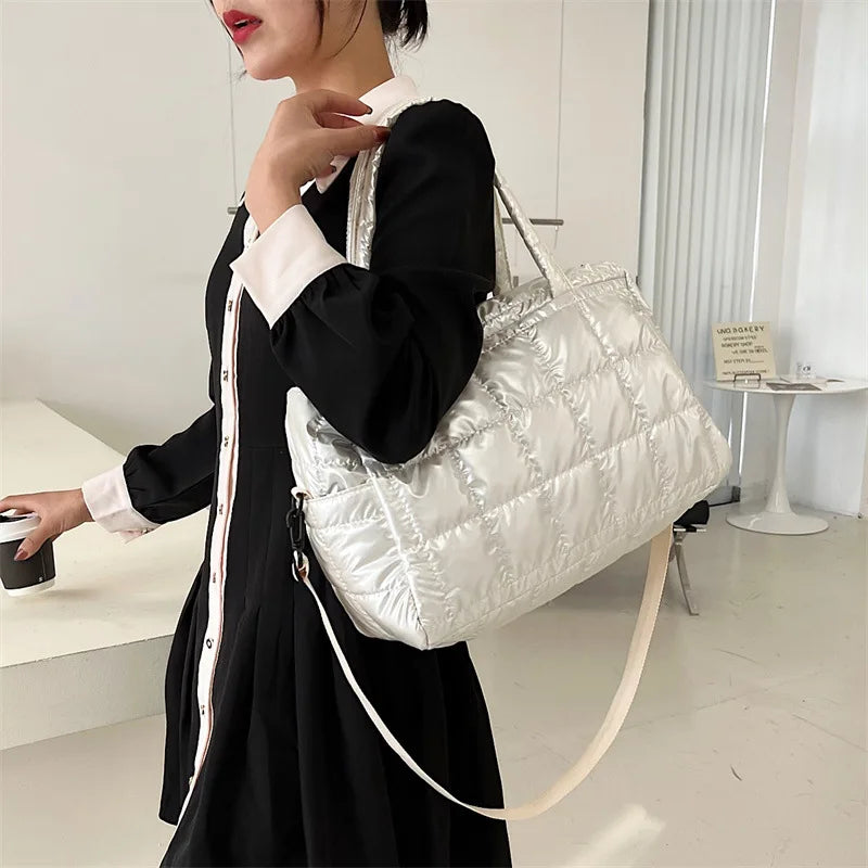 Winter Quilting Shoulder Bag Padded Crossbody Bags for Women