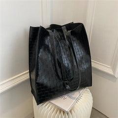 Winter Crocodile Pattern Shoulder Bag for Women