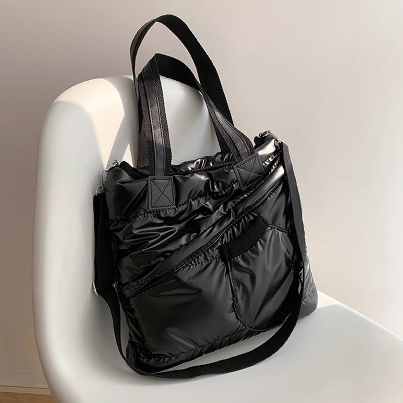 Winter Soft Fluffy Cotton Shoulder Bag Waterproof Casual Travel Handbag