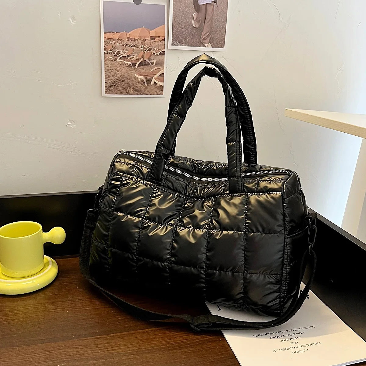 Winter Space Cotton Handbag Female Large Capacity Shoulder Bag Nylon Tote Bag