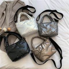 Winter Space Cotton Shoulder Bag For Woman Handbags High Down Bags