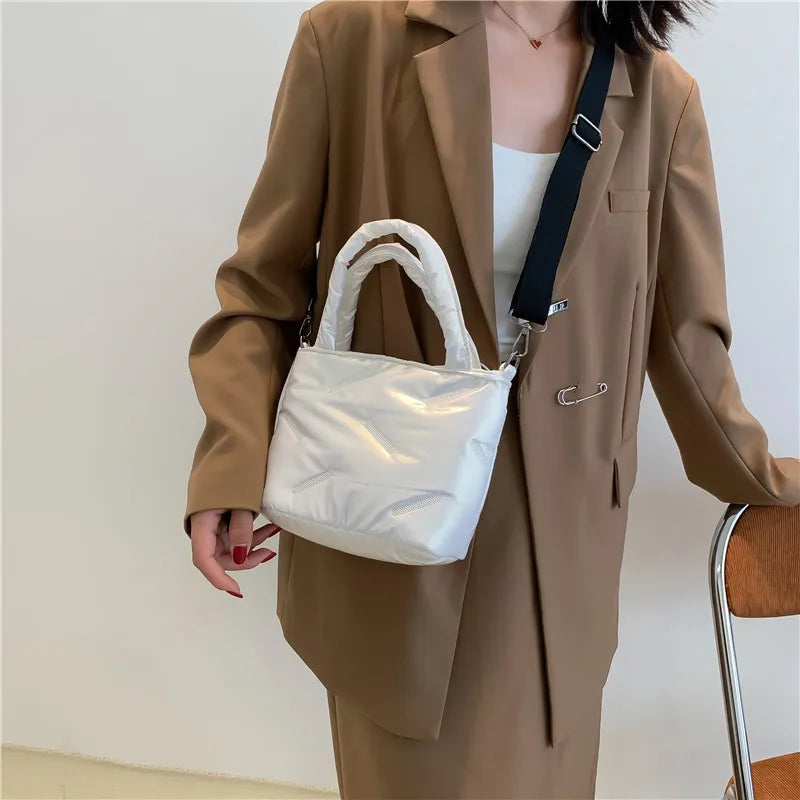 Winter Space Cotton Shoulder Bag For Woman Handbags High Down Bags