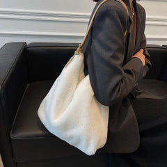 Winter Underarm Plush Shoulder Bags for Women Large Capacity Daily Handbags