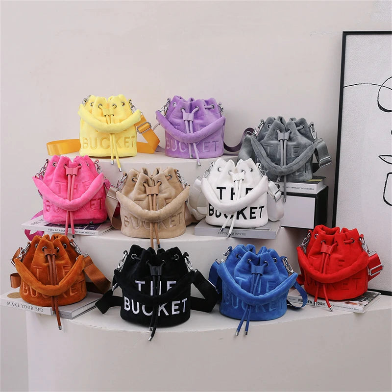 Velvet Winter Bucket Bag Crossbody Shoulder Satchel Lady Bag