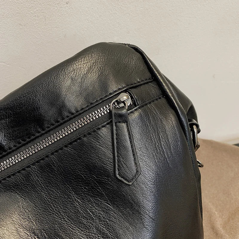 Winter Vintage PU Leather Women's Shoulder Handbags Solid Large Hobo Bags
