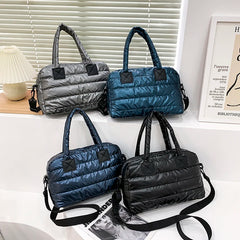 Winter Warm Down Satchel Space Women's Shoulder Bag Nylon Quilted