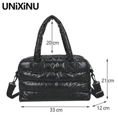 Winter Warm Down Satchel Space Women's Shoulder Bag Nylon Quilted