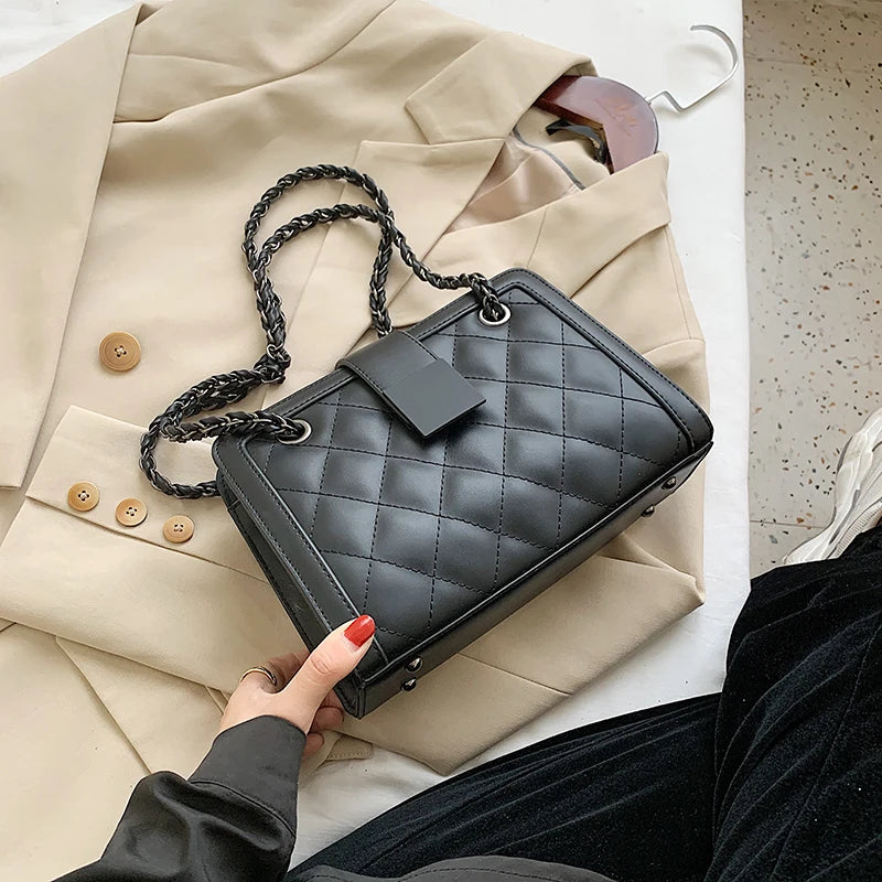Winter Women Diamond Lattice Shoulder Crossbody Bag